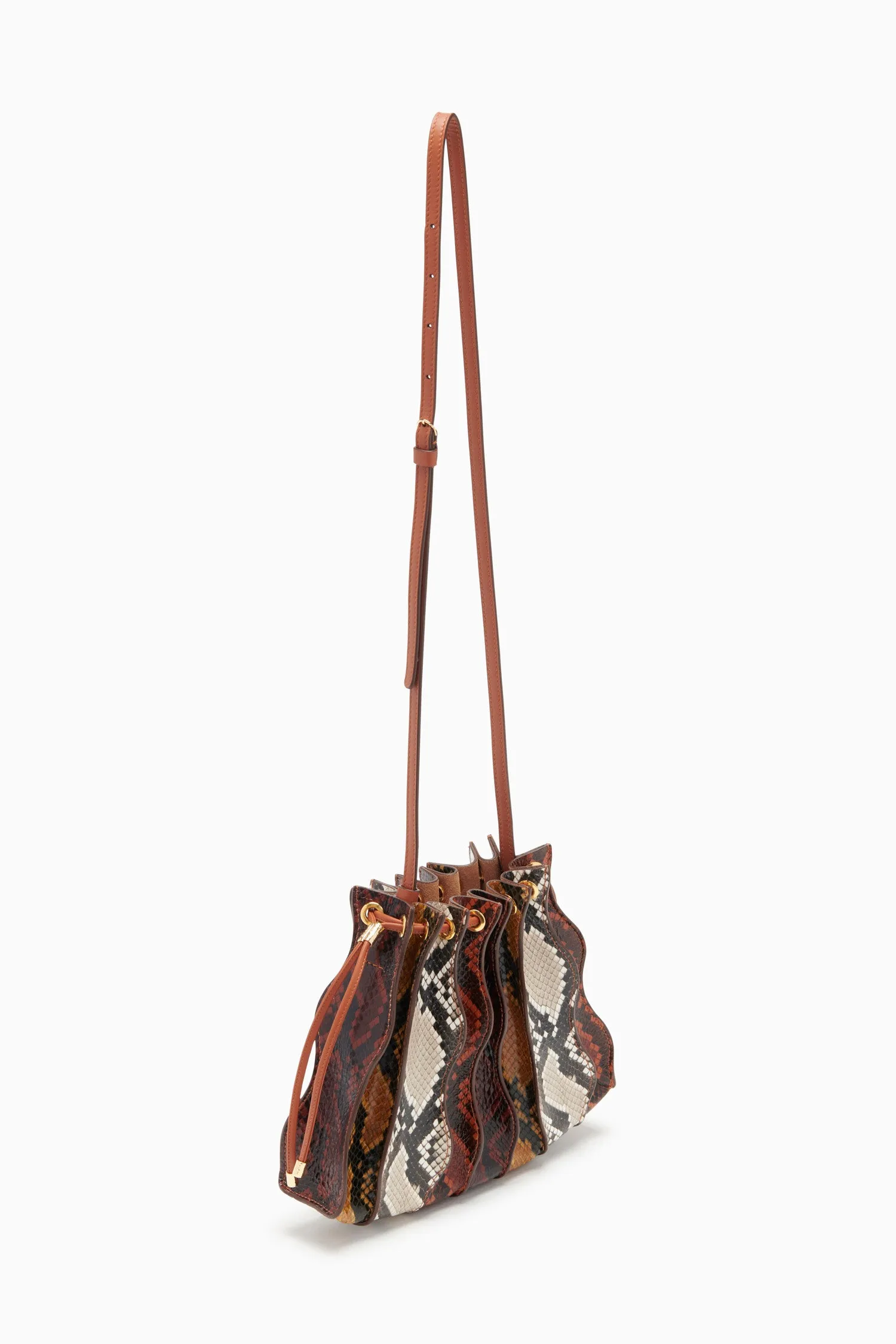 Adria Pleated Wave Crossbody - Umber Embossed Colorblock