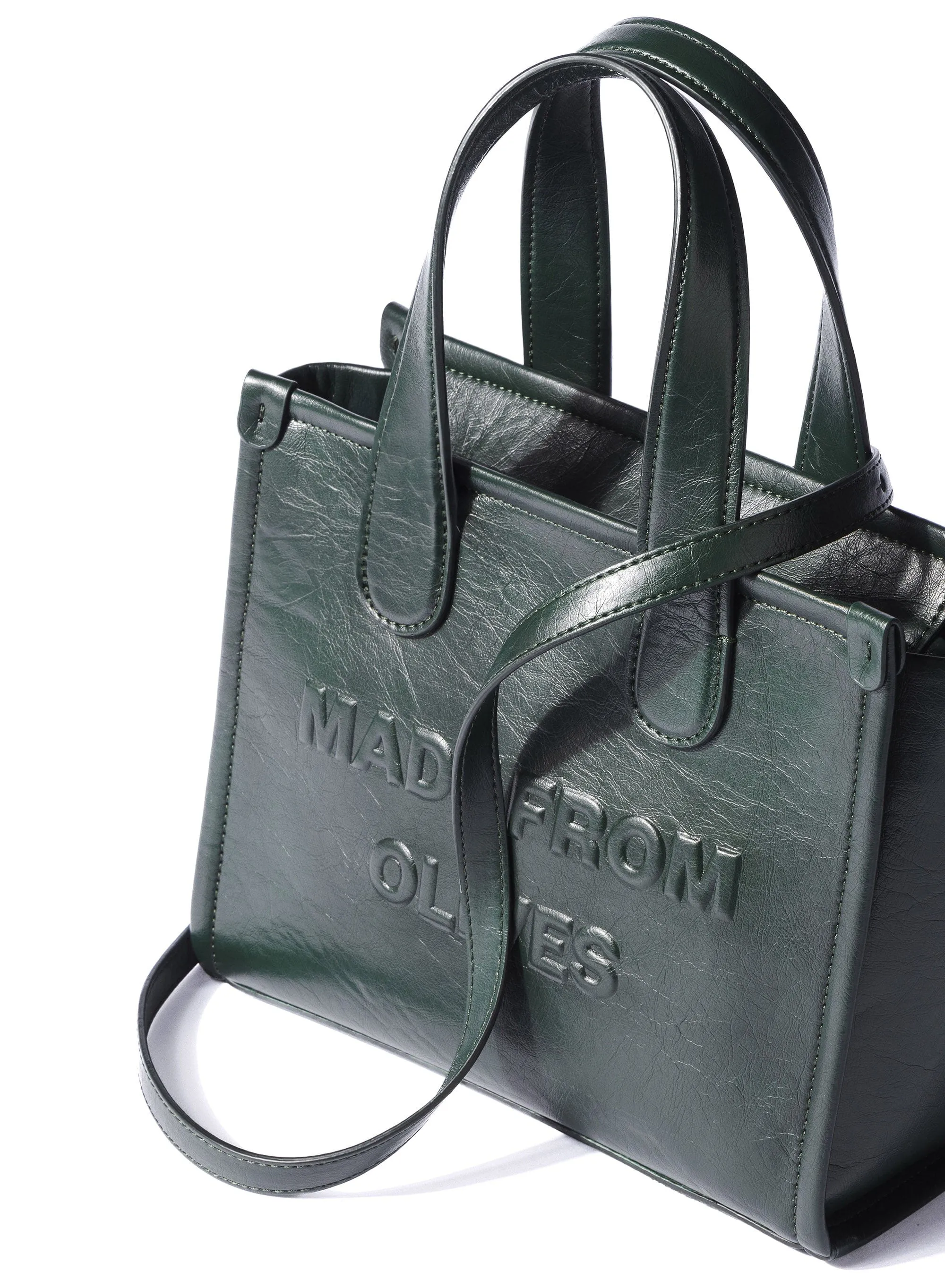 Alma M Olive Leather Vegan Tote Bag | Olive
