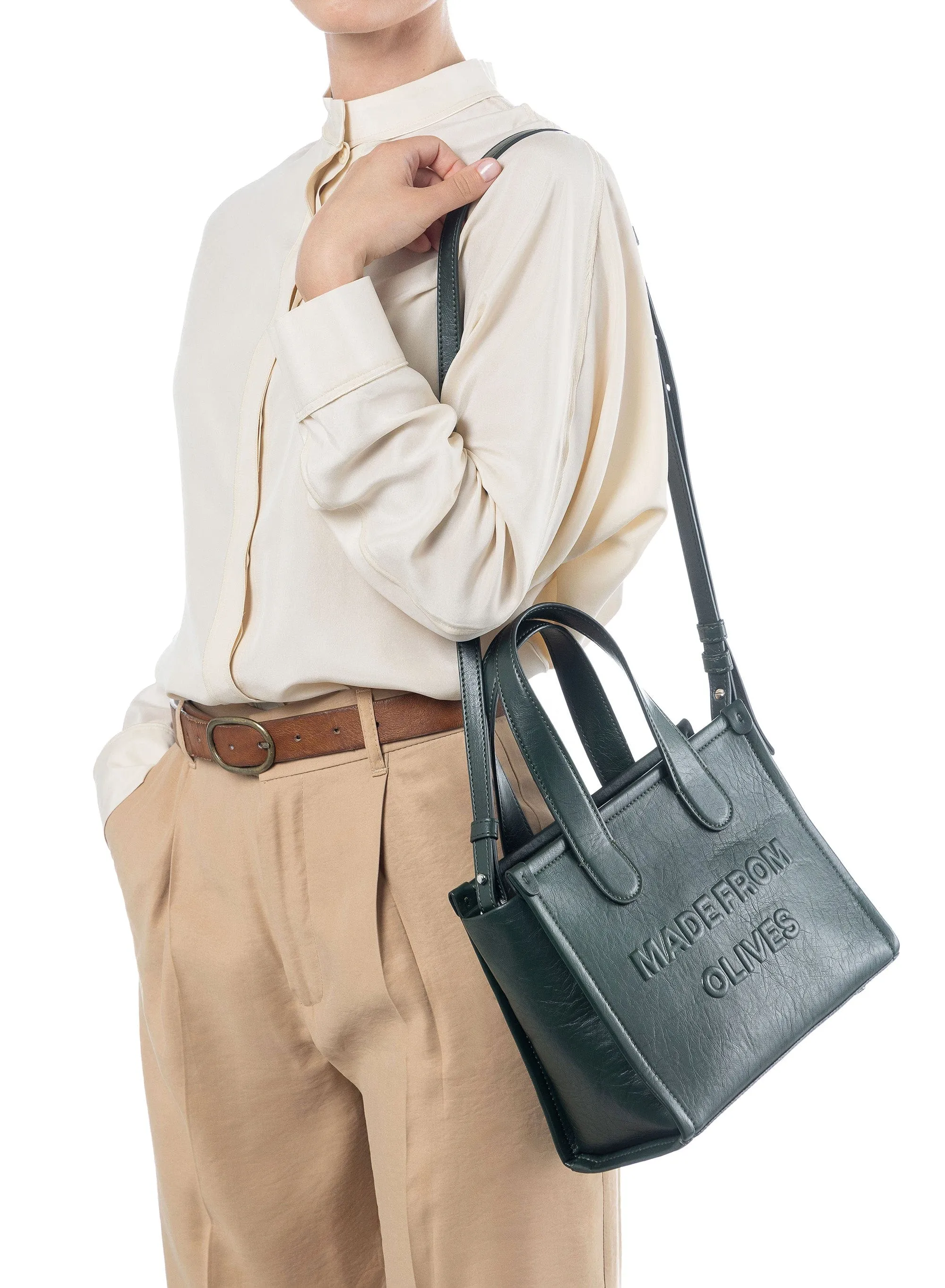 Alma M Olive Leather Vegan Tote Bag | Olive
