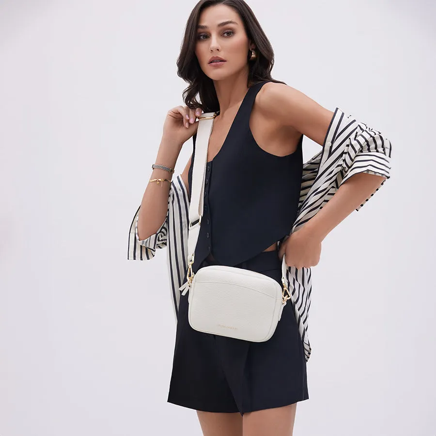 Amelia Cream Leather Crossbody Bag
