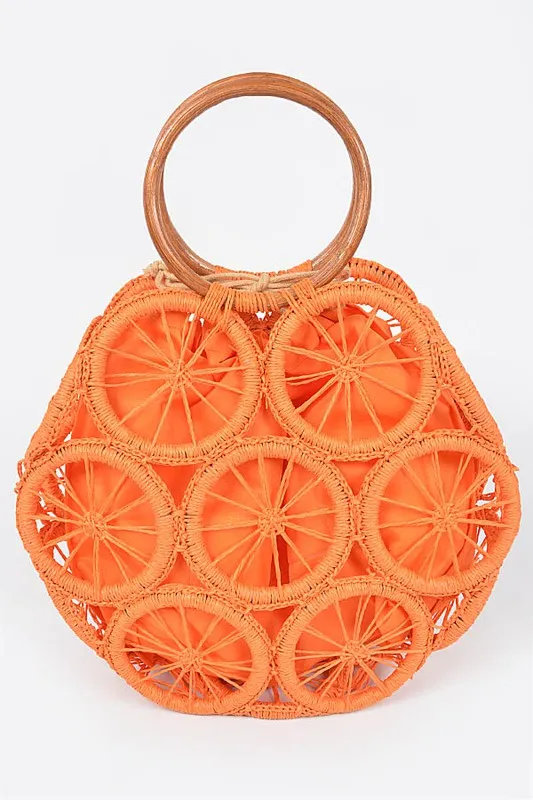 Bamboo Teal Weaved Cording Summer Clutch Handbag