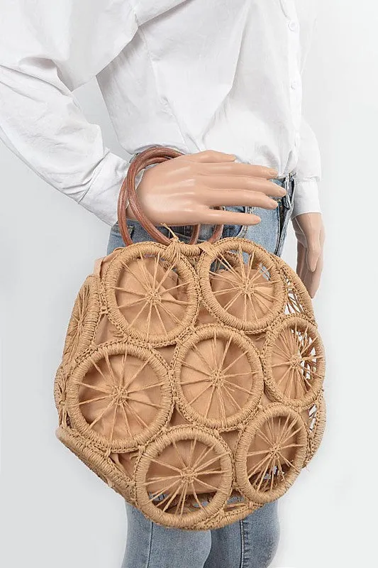 Bamboo Teal Weaved Cording Summer Clutch Handbag