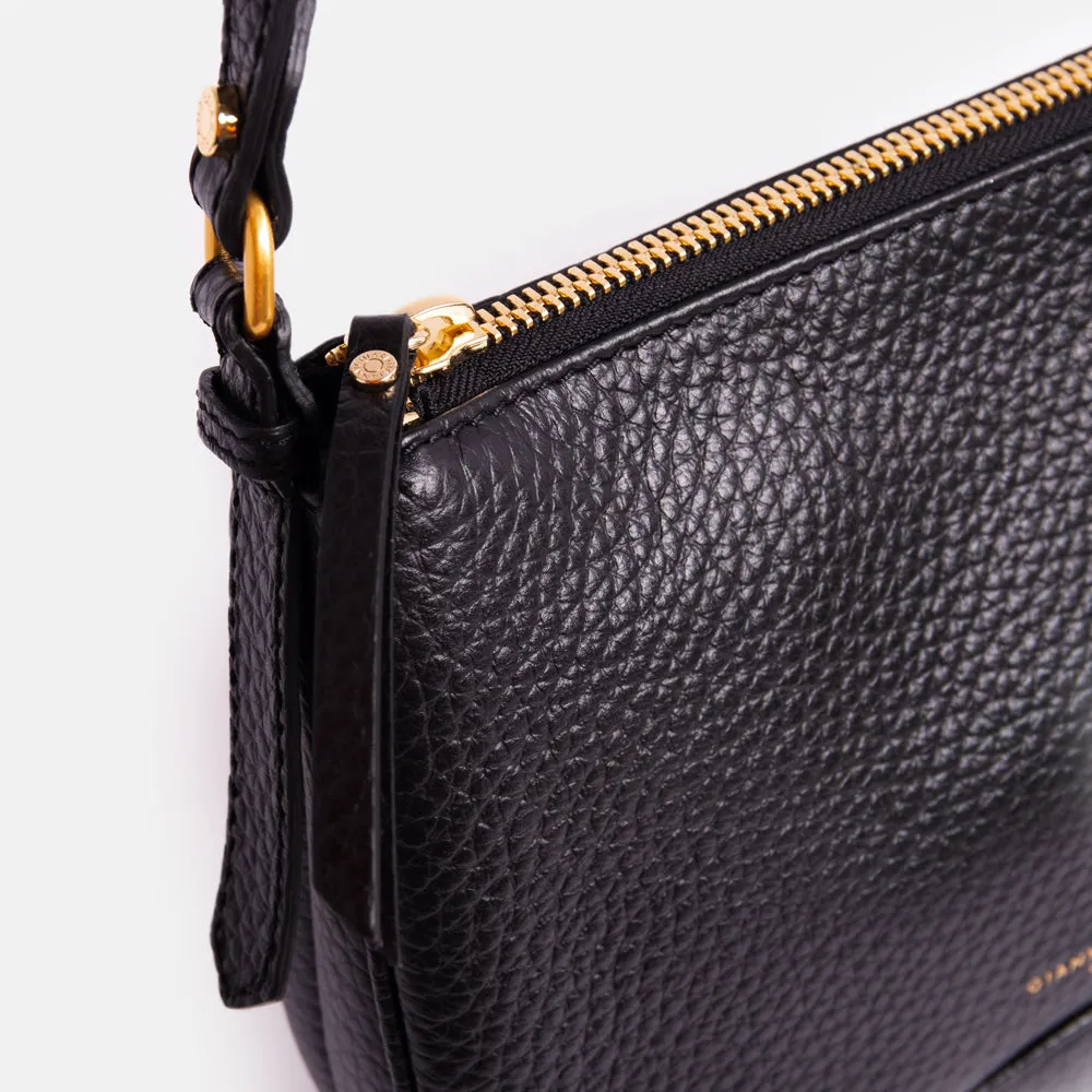 Black Leather Chiara Shoulder Bag
