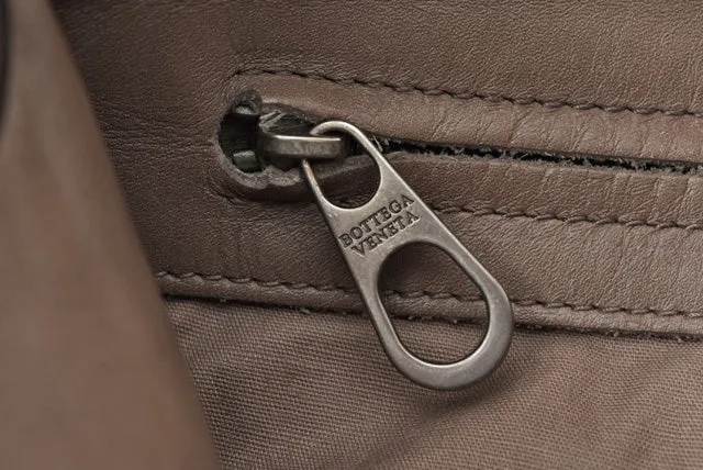 Bottega Veneta Leather Crossbody Messenger Bag Intrecciato VN Light Brown