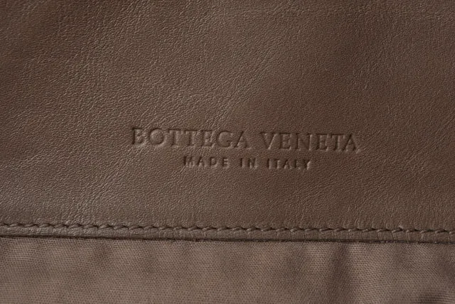Bottega Veneta Leather Crossbody Messenger Bag Intrecciato VN Light Brown