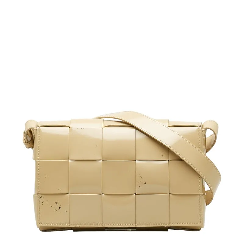 Bottega Veneta Patent Leather Cassette Crossbody Bag Beige