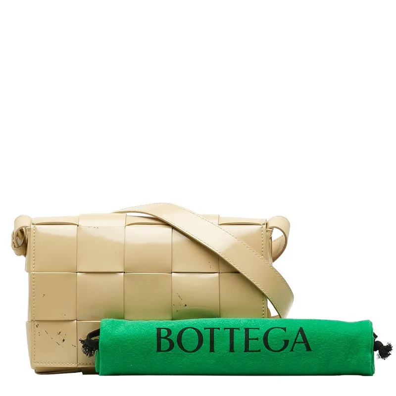 Bottega Veneta Patent Leather Cassette Crossbody Bag Beige