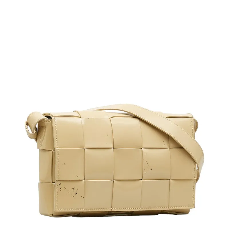 Bottega Veneta Patent Leather Cassette Crossbody Bag Beige