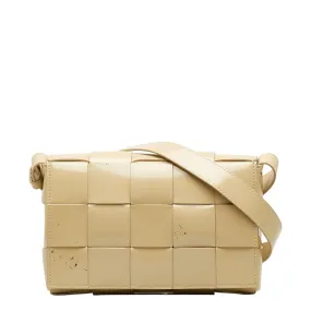Bottega Veneta Patent Leather Cassette Crossbody Bag Beige