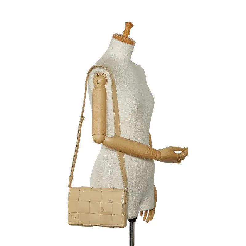 Bottega Veneta Patent Leather Cassette Crossbody Bag Beige