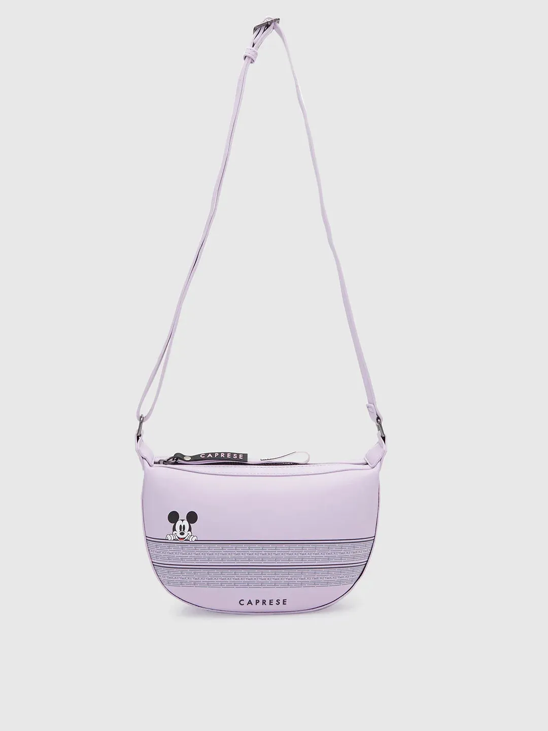 Caprese Disney Inspired Graphic Printed Mickey Mouse Collection Crossbody Medium Handbag Lavender