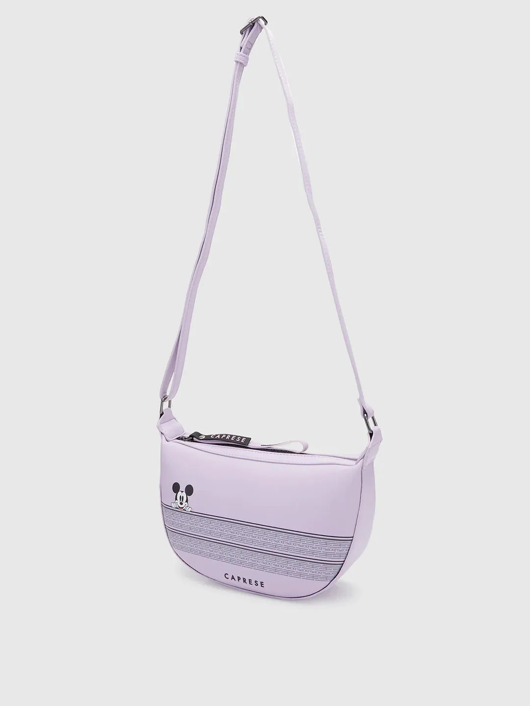 Caprese Disney Inspired Graphic Printed Mickey Mouse Collection Crossbody Medium Handbag Lavender