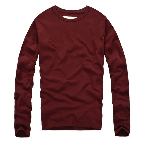 Casual Cotton O-Neck Long Sleeve Shirt