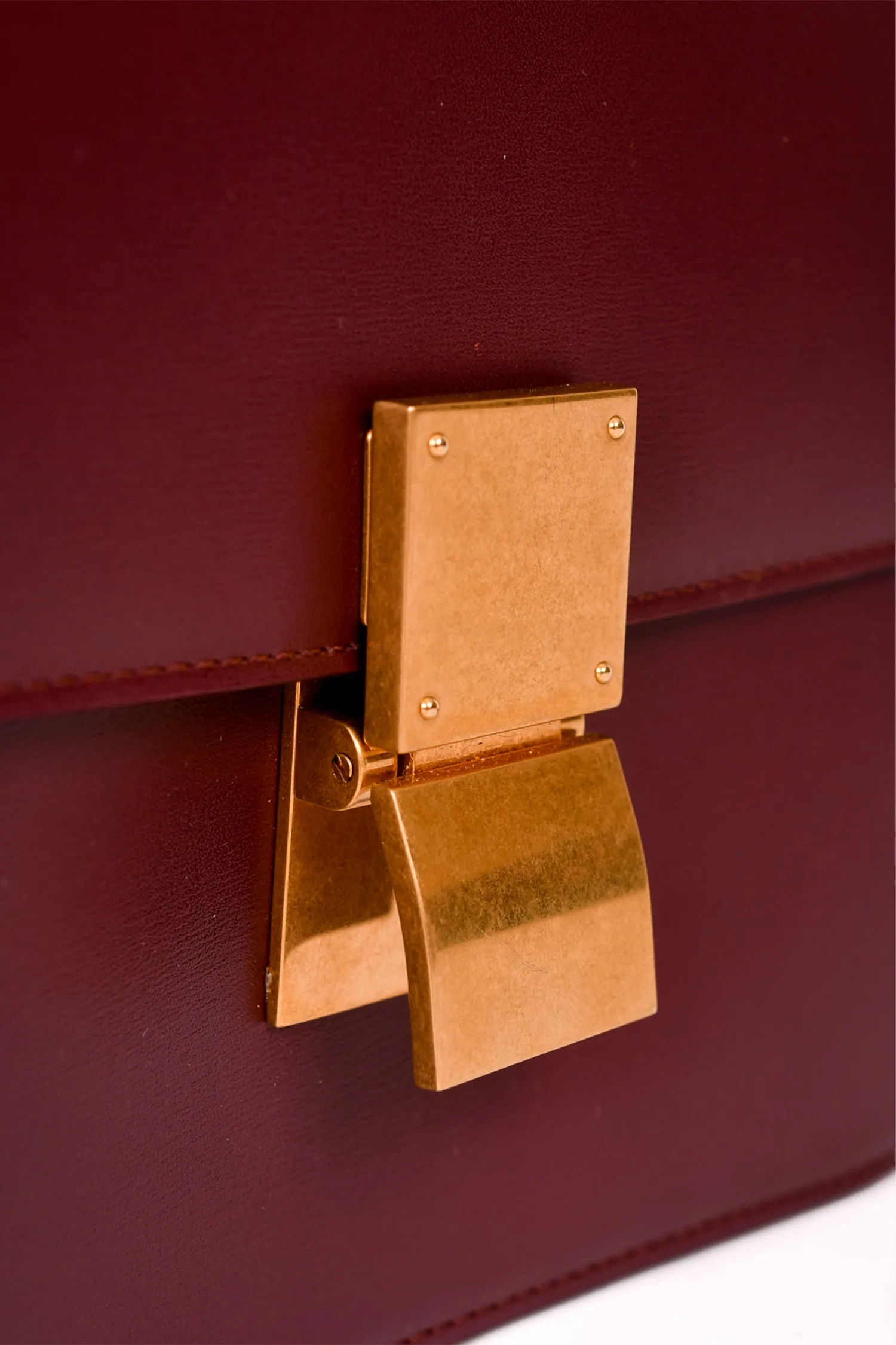 Celine 2019 Burgundy Leather Medium Classic Box Crossbody Bag
