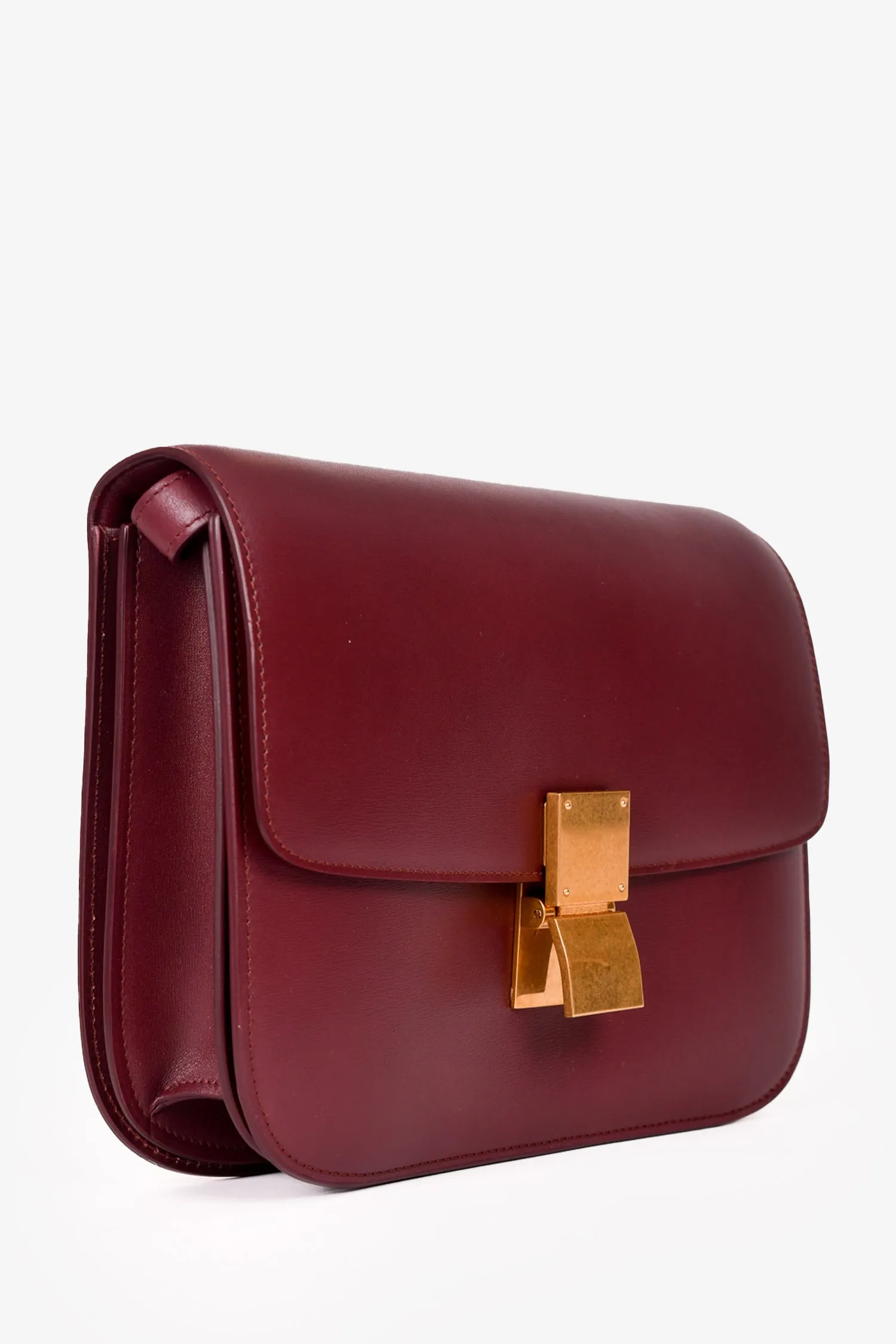 Celine 2019 Burgundy Leather Medium Classic Box Crossbody Bag