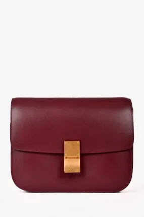 Celine 2019 Burgundy Leather Medium Classic Box Crossbody Bag