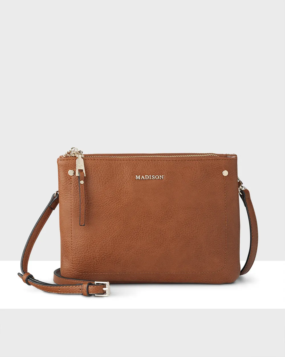 Charlotte Double Zip Crossbody Bag   Leopard Bag Strap
