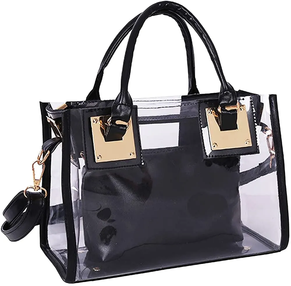 Clear Gold Jelly Tote Beach Crossbody Transparent Handbag