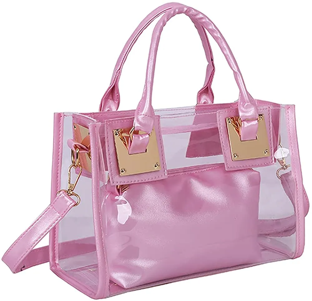 Clear Gold Jelly Tote Beach Crossbody Transparent Handbag