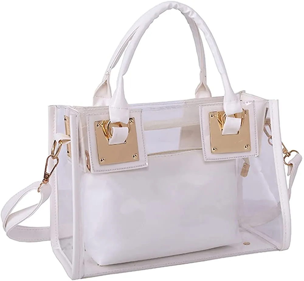 Clear Gold Jelly Tote Beach Crossbody Transparent Handbag