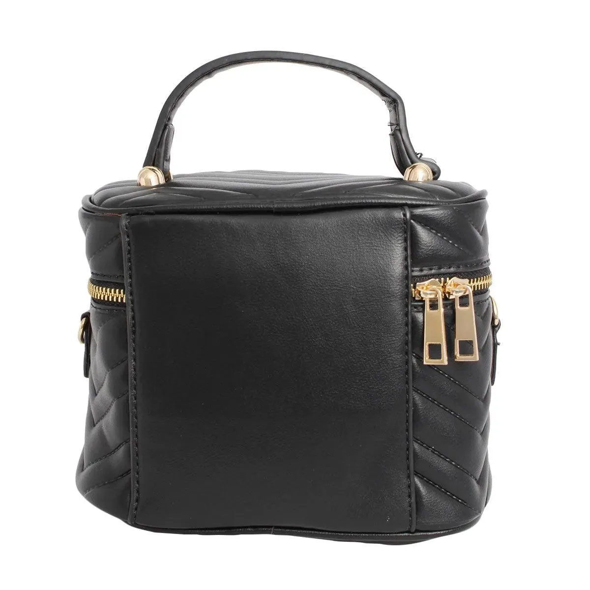 Crossbody Style Silhouette Inspired Black Vanity Case Handbag with Coin Pouch