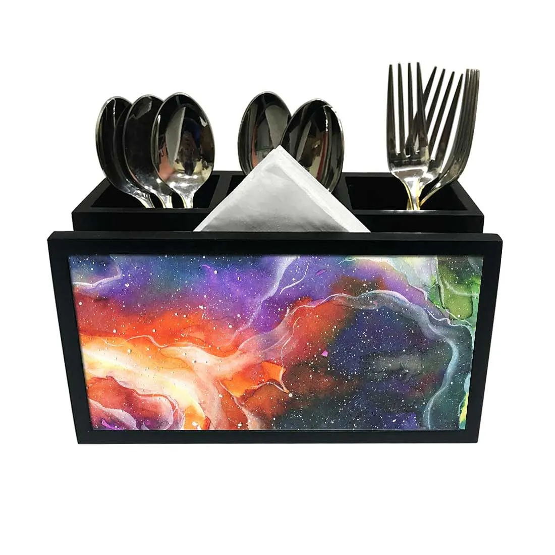 Cutlery Tissue Holder Napkin Stand -  Space Multi Watercolor