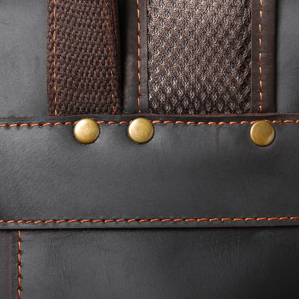 Dark Coffee Leather Full Grain School Backpack