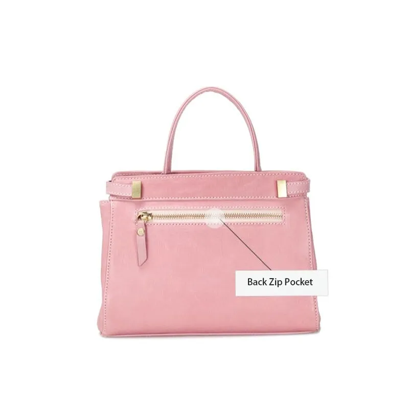 Dwarves Cherry Blossom Simple Vegetable Tanned Leather Shoulder Bag Women Handbag
