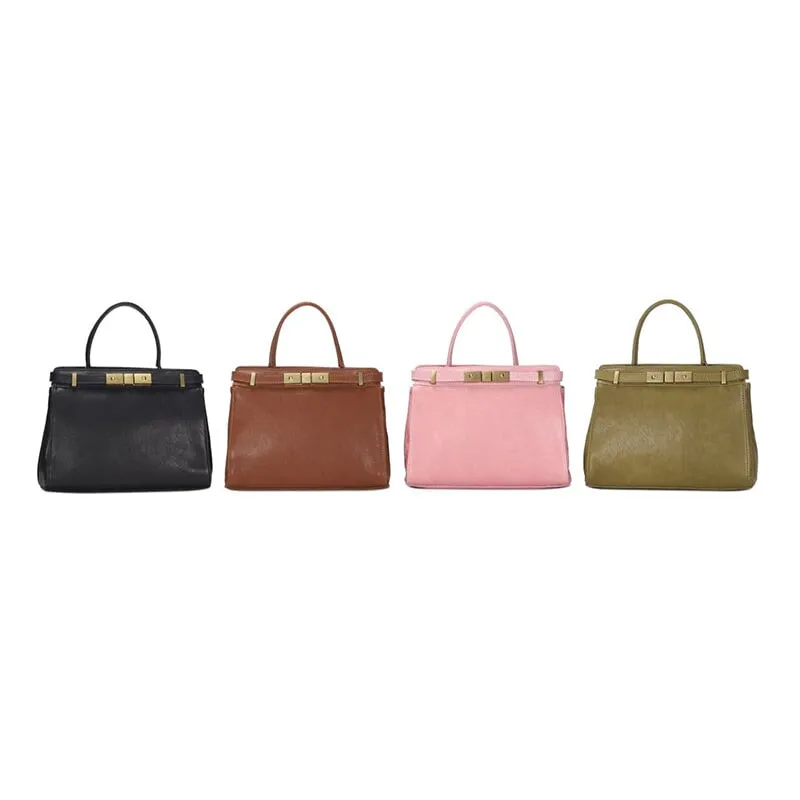 Dwarves Cherry Blossom Simple Vegetable Tanned Leather Shoulder Bag Women Handbag