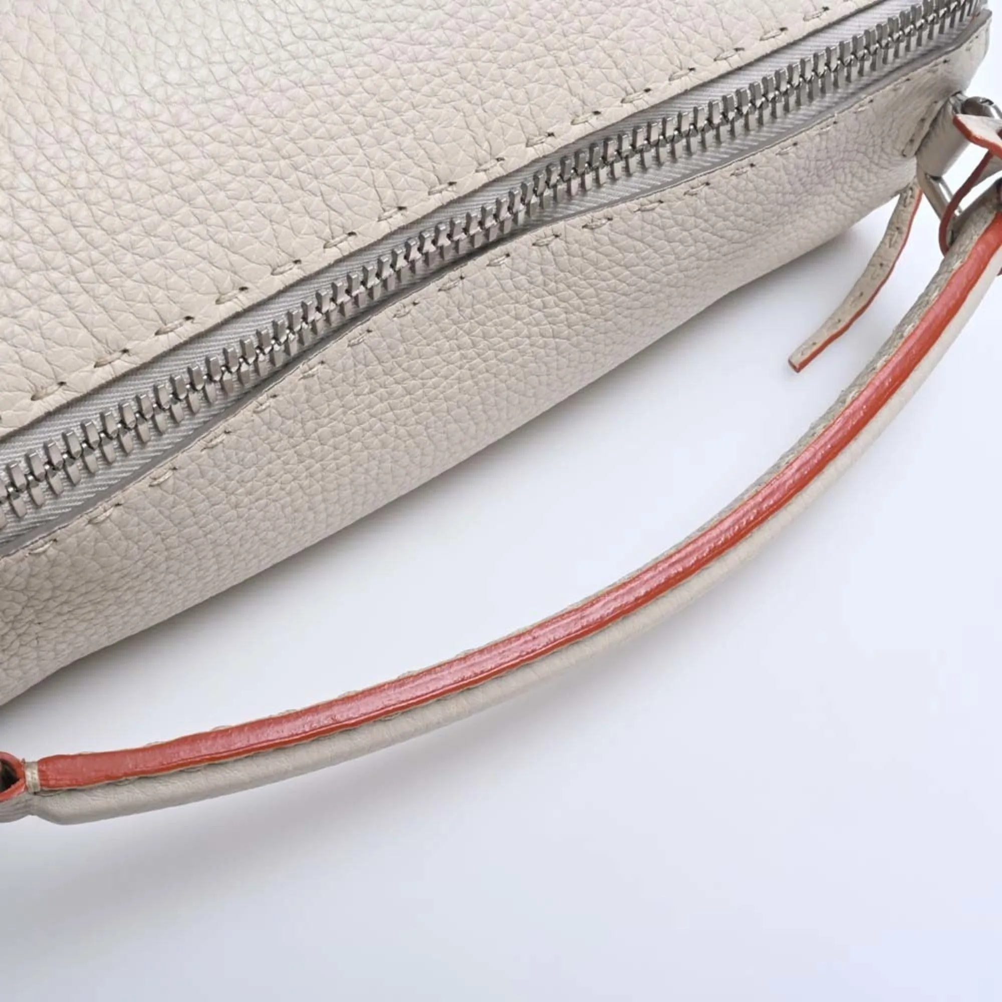 FENDI Selleria Leather Ray Handbag 8BL137 Beige Ladies