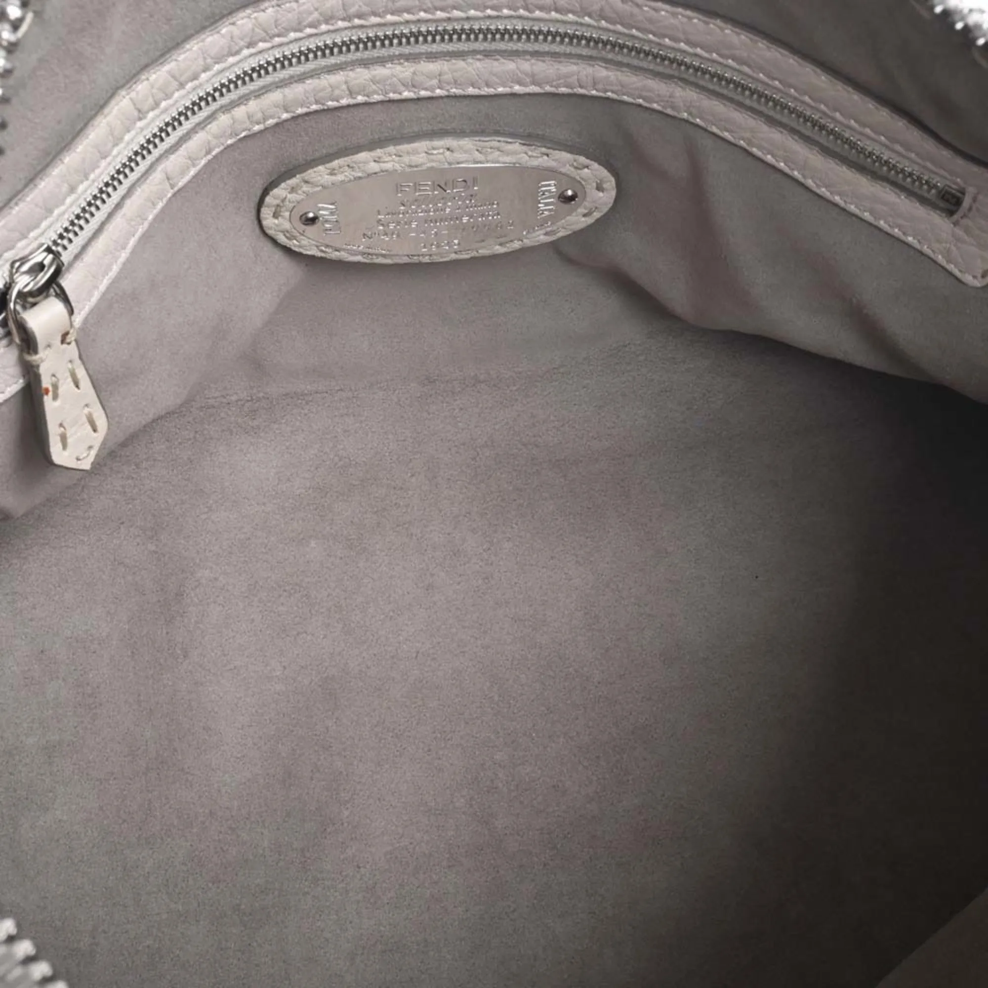 FENDI Selleria Leather Ray Handbag 8BL137 Beige Ladies