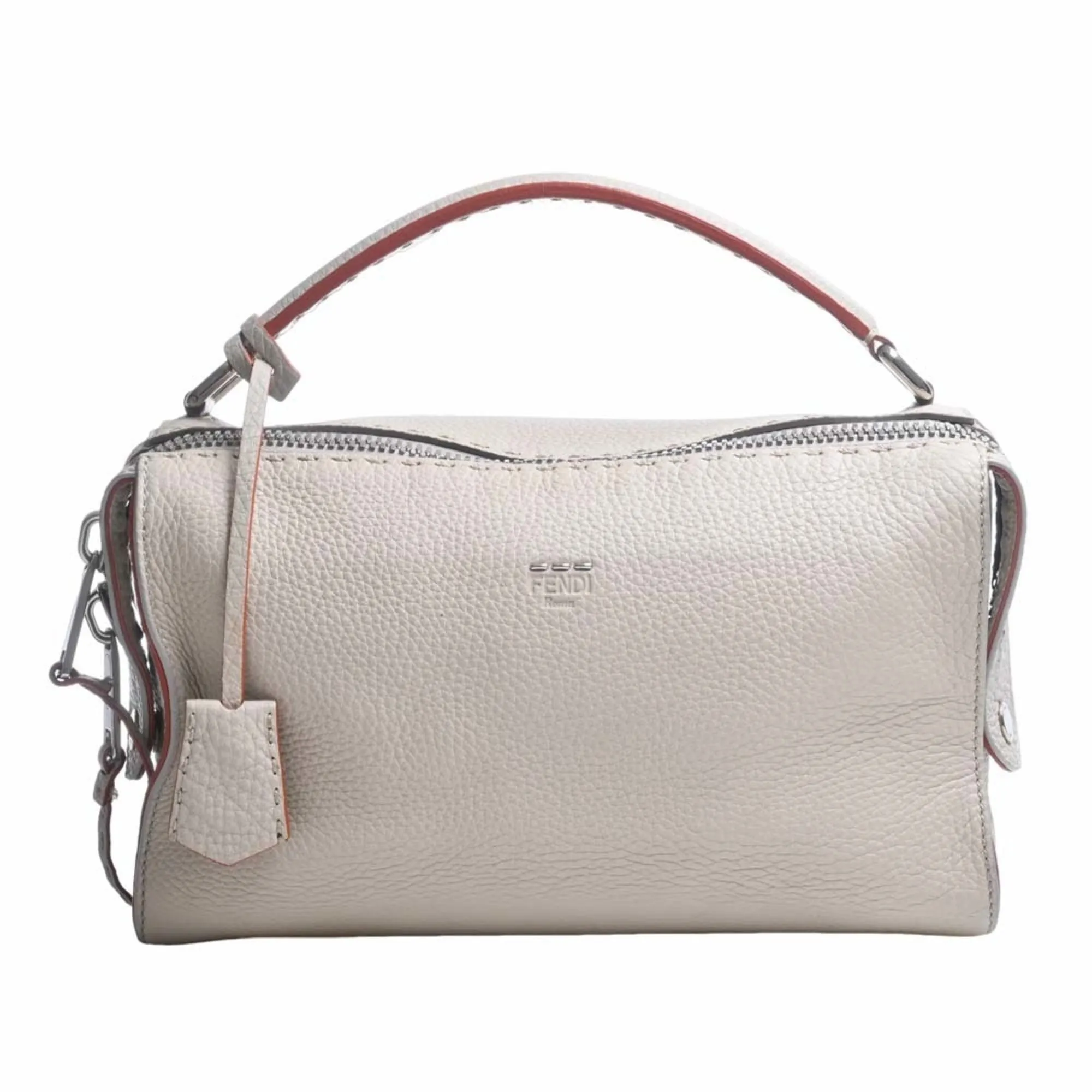 FENDI Selleria Leather Ray Handbag 8BL137 Beige Ladies