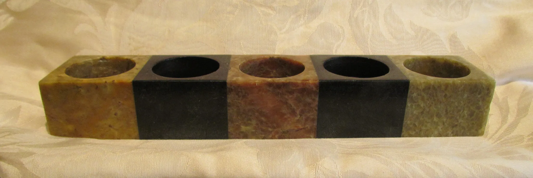 Genuine Soapstone Candle Holder 5 Tea Light Soap Stone Holder With Leaf Candles