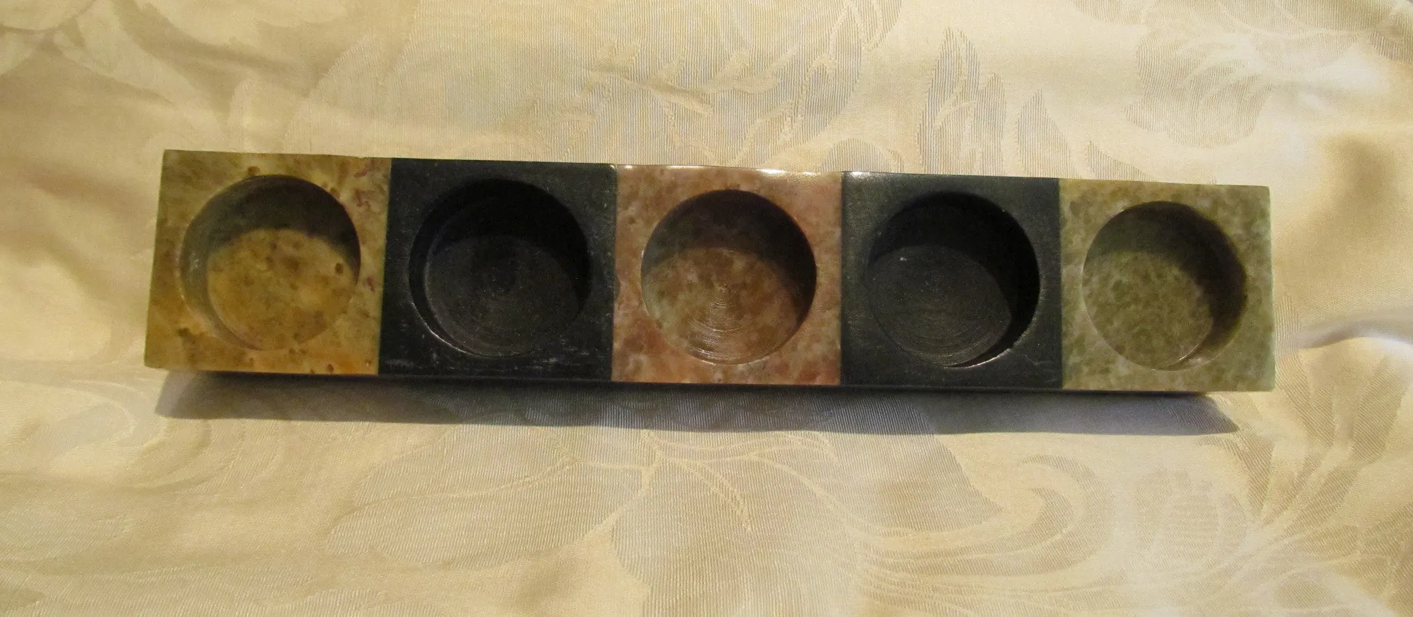 Genuine Soapstone Candle Holder 5 Tea Light Soap Stone Holder With Leaf Candles