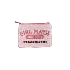 Girl Math University - It's Basically Free - Beaded Zipper Coin & Card Bag