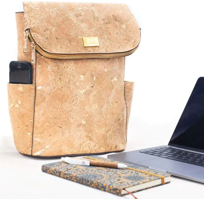 GoldieXL Cork Backpack Natural Gold Fleck