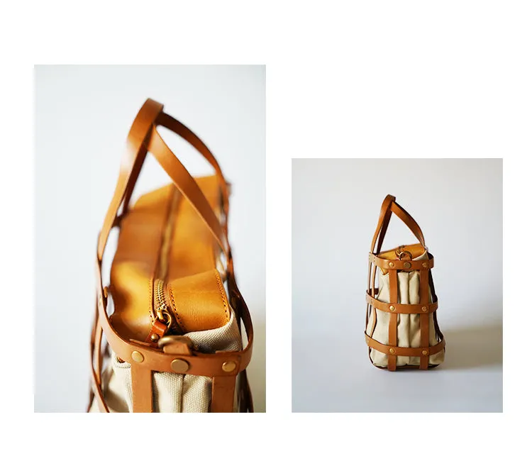 Handmade Womens Genuine Leather Tote Handbags Purse Cross Shoulder Bag for Women