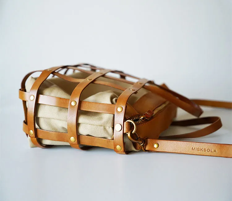 Handmade Womens Genuine Leather Tote Handbags Purse Cross Shoulder Bag for Women