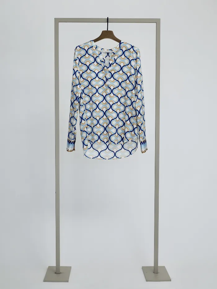 Herzen’s Angelegenheit Silk Blouse In Blue Pool Multi Print 25241-6153-241023