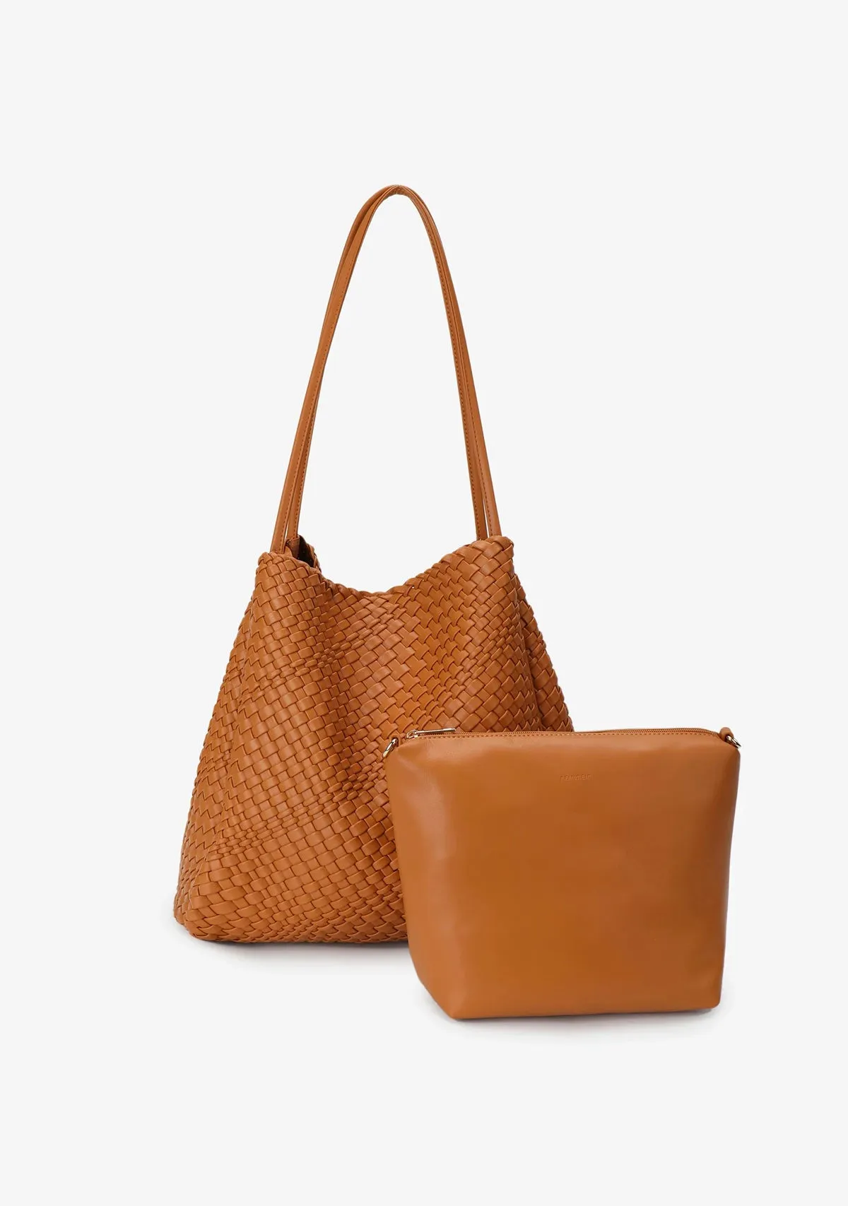 Hollace North South Tote Woven Light Taupe
