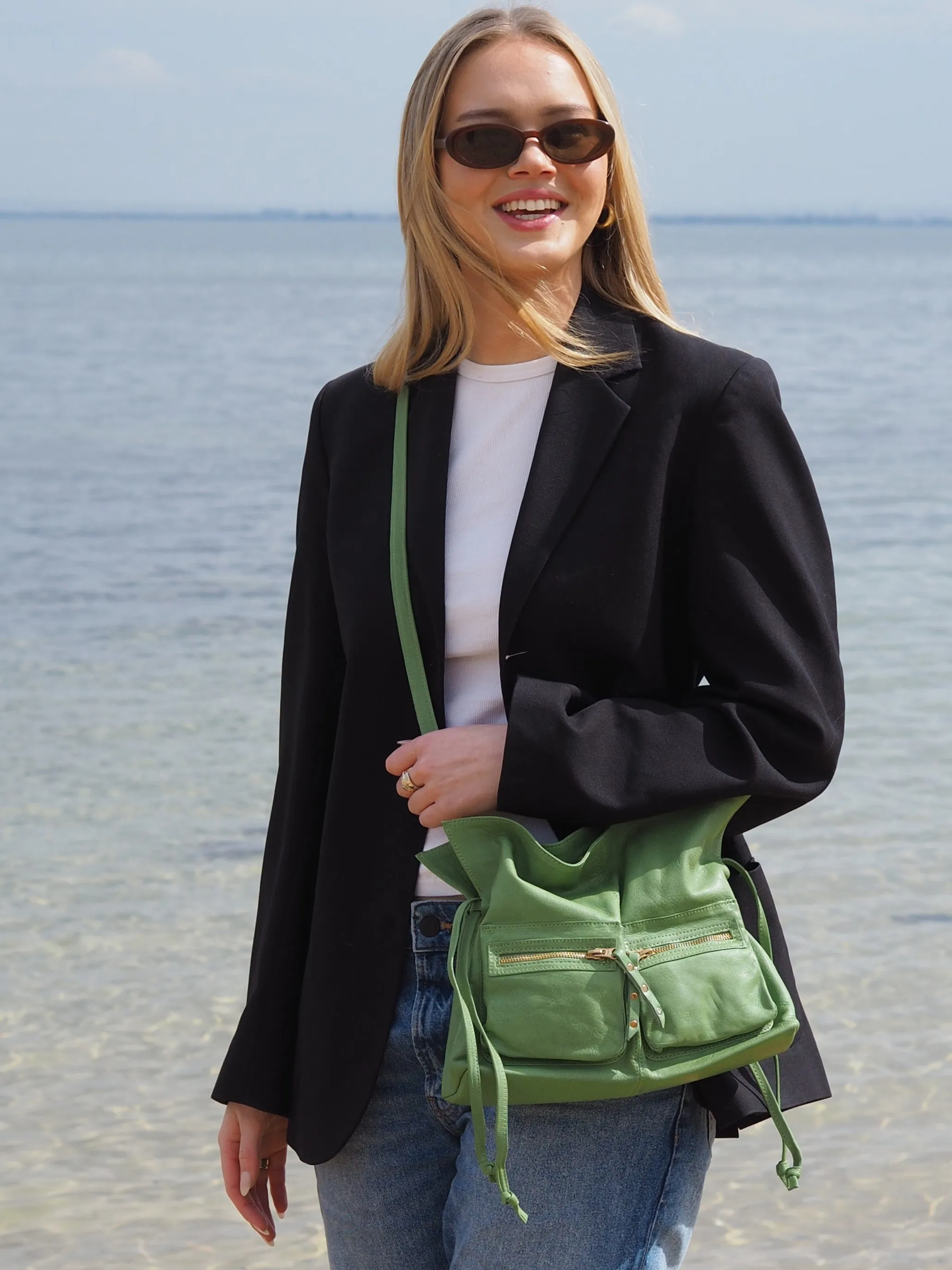 Jillian Drawstring Crossbody | Moss Green