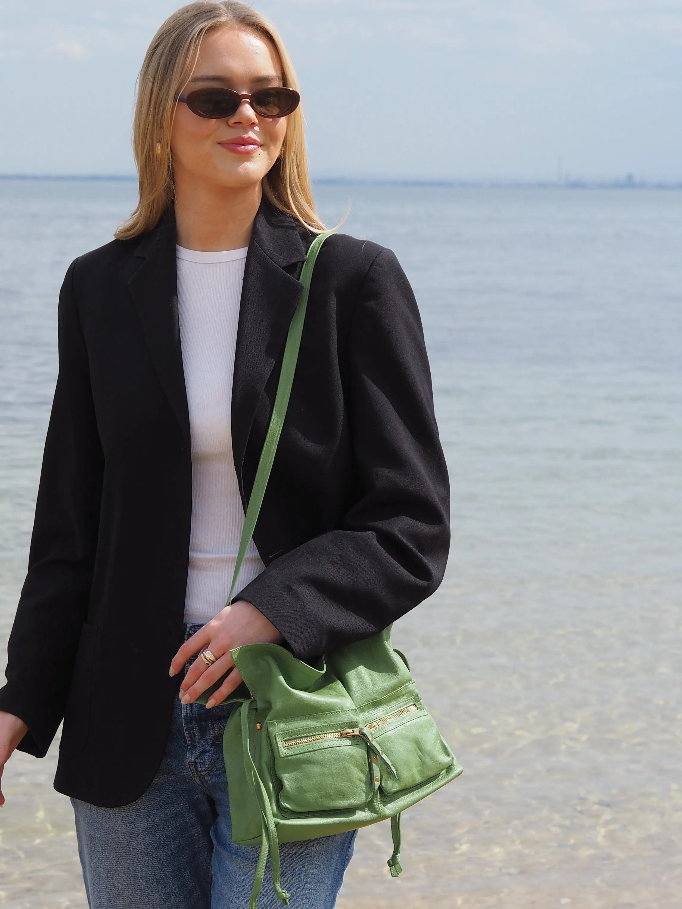 Jillian Drawstring Crossbody | Moss Green
