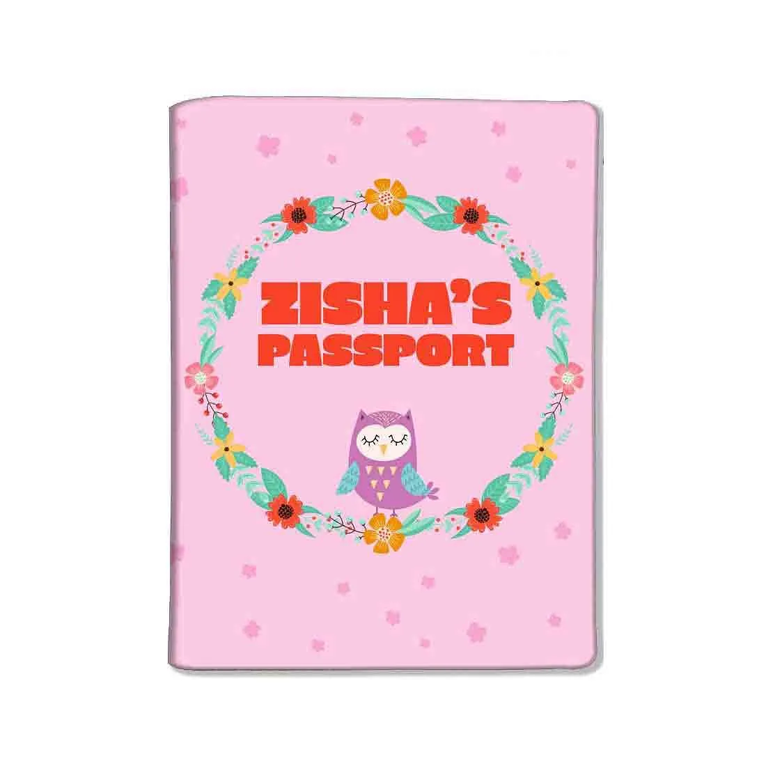 Kids Personalized Passport Cover  -Pink Owl