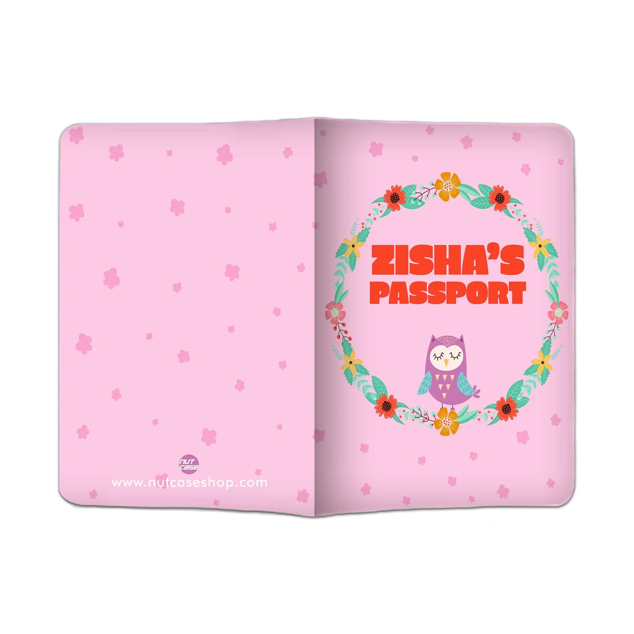 Kids Personalized Passport Cover  -Pink Owl