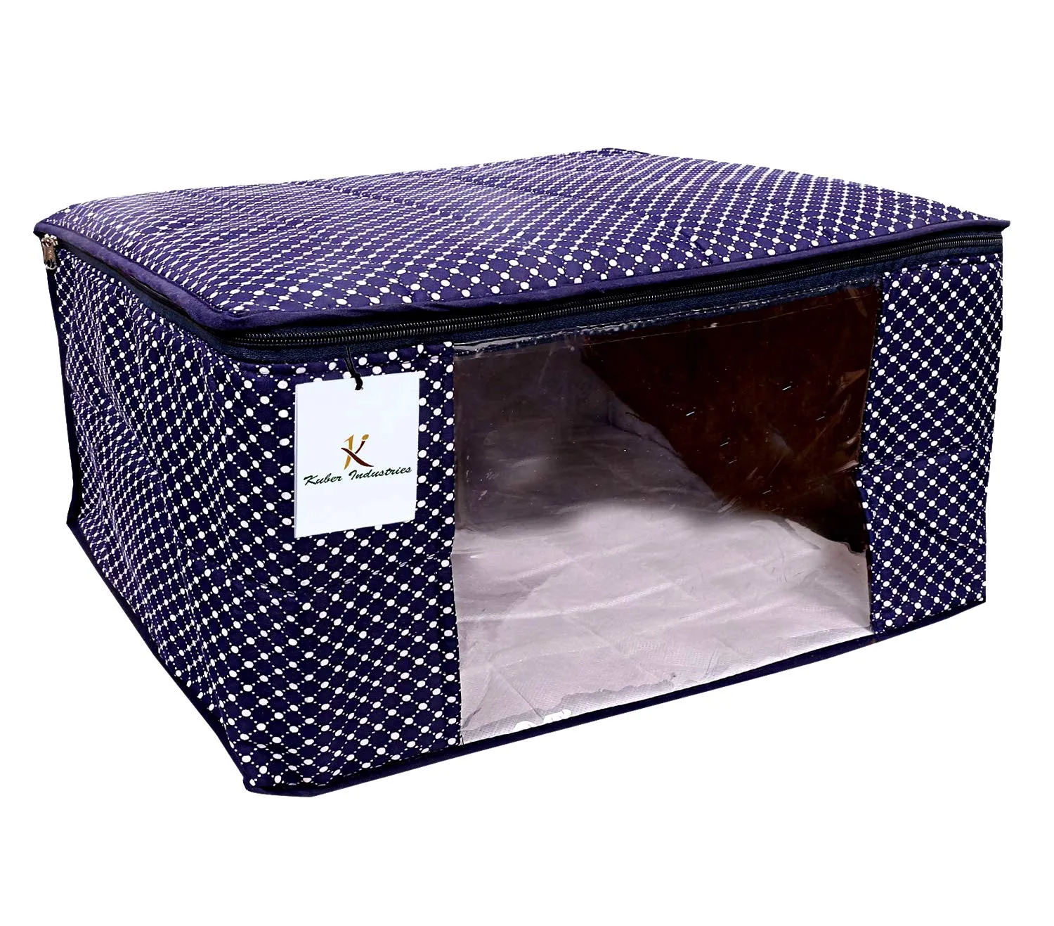Kuber Industries Hathkadi 3 Piece Cotton Saree Cover, Blue