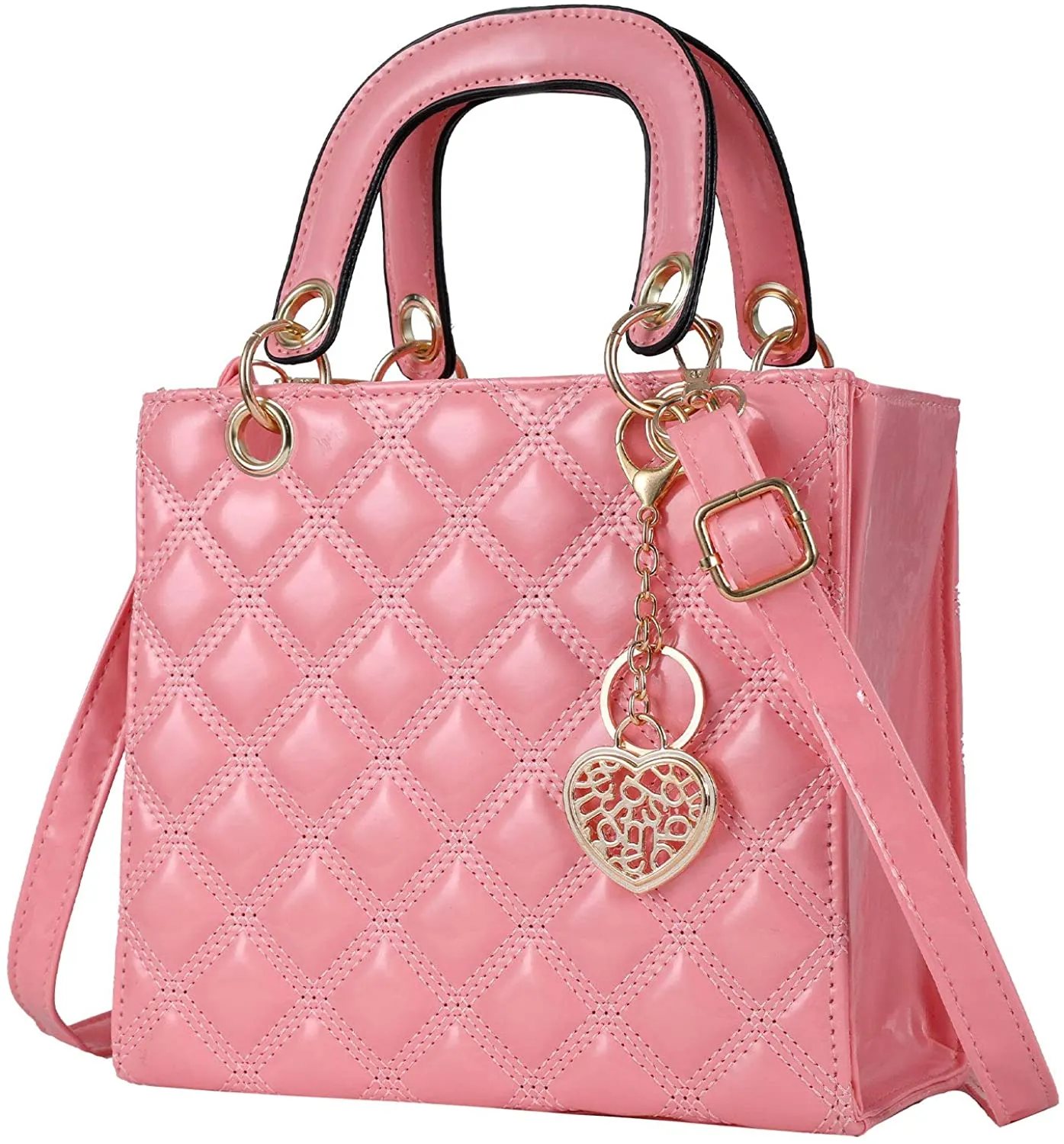 Large White Pu Patent Leather Ladies Chain Top Handle Satchel Handbag
