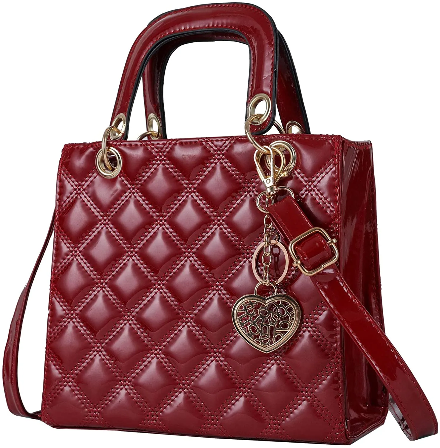 Large White Pu Patent Leather Ladies Chain Top Handle Satchel Handbag