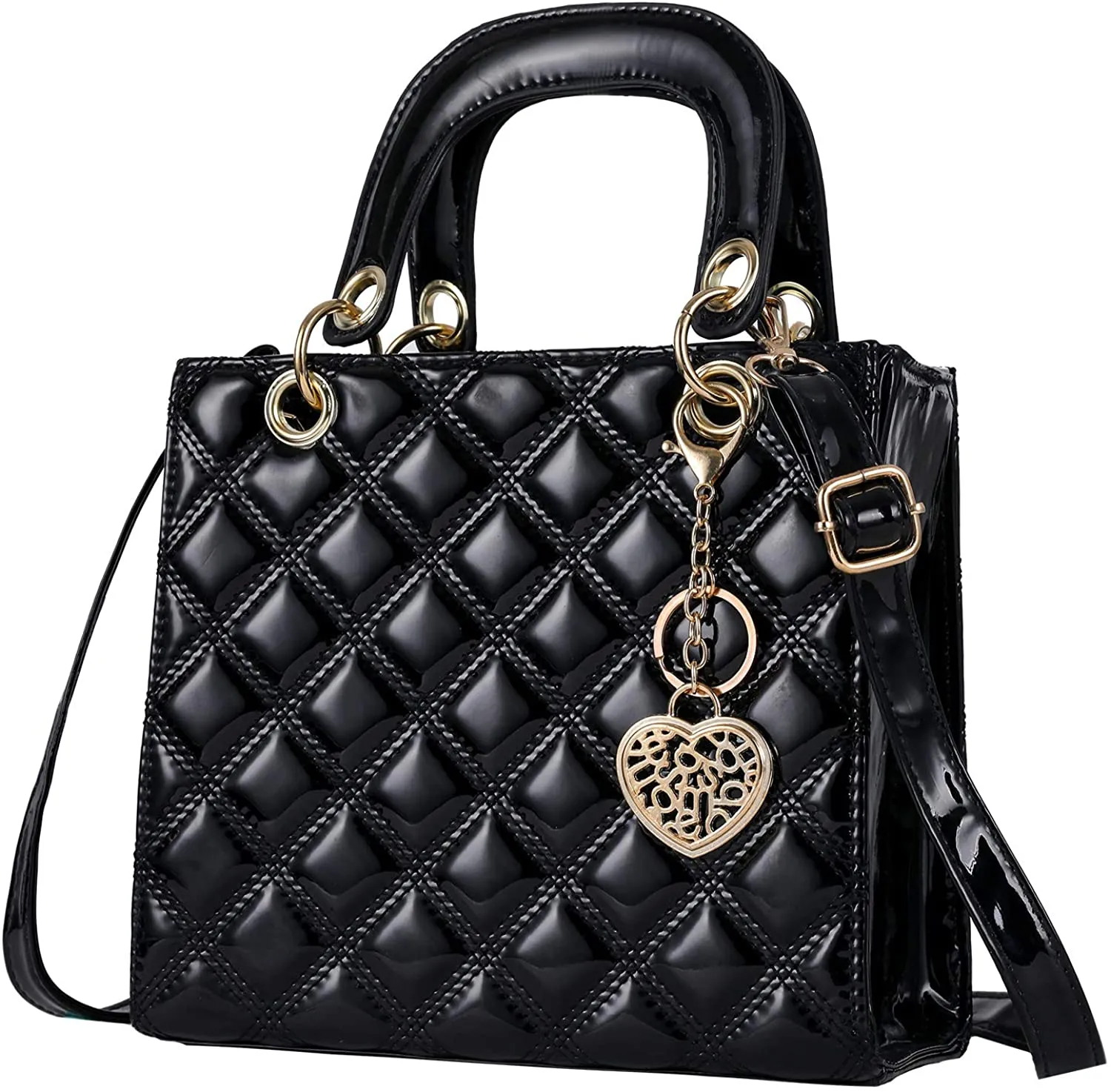 Large White Pu Patent Leather Ladies Chain Top Handle Satchel Handbag