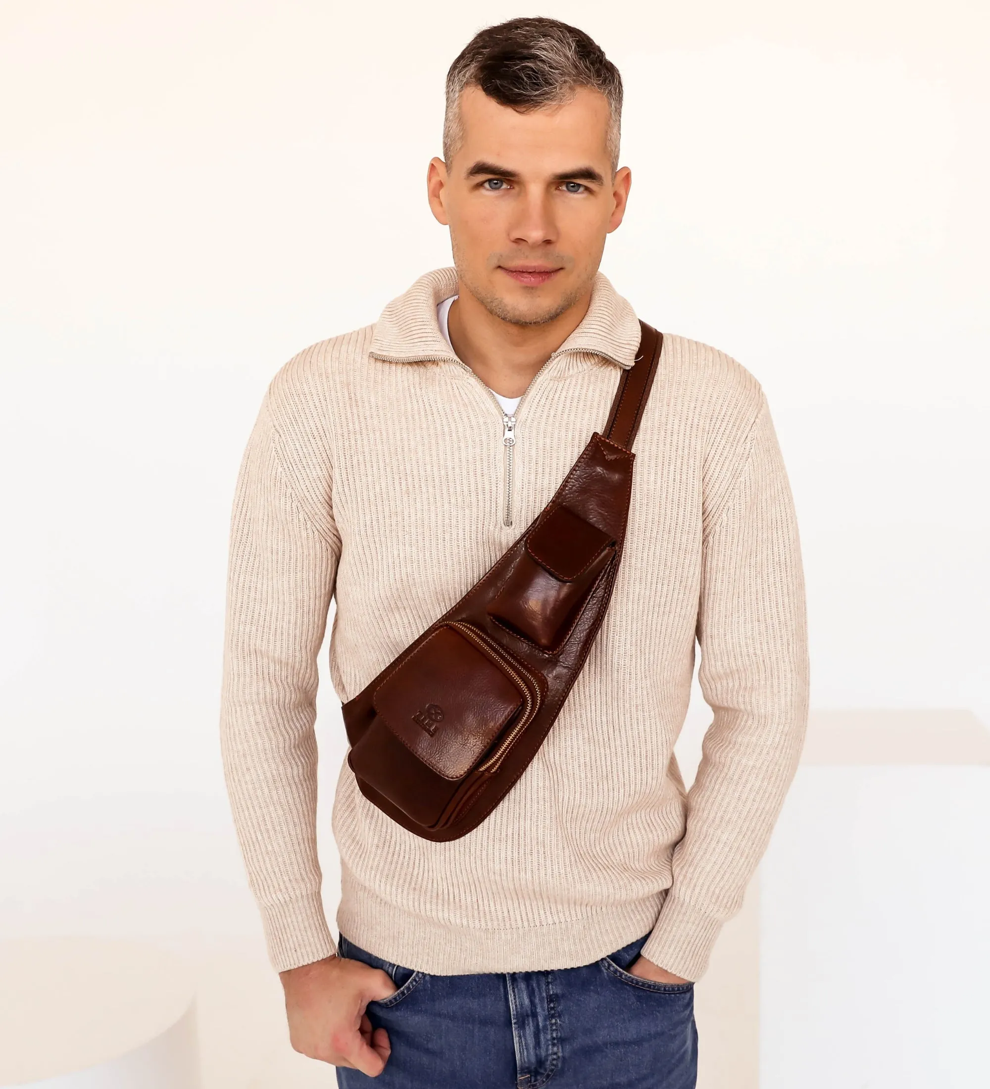 Leather Sling Bag Crossbody Bag - The Monk