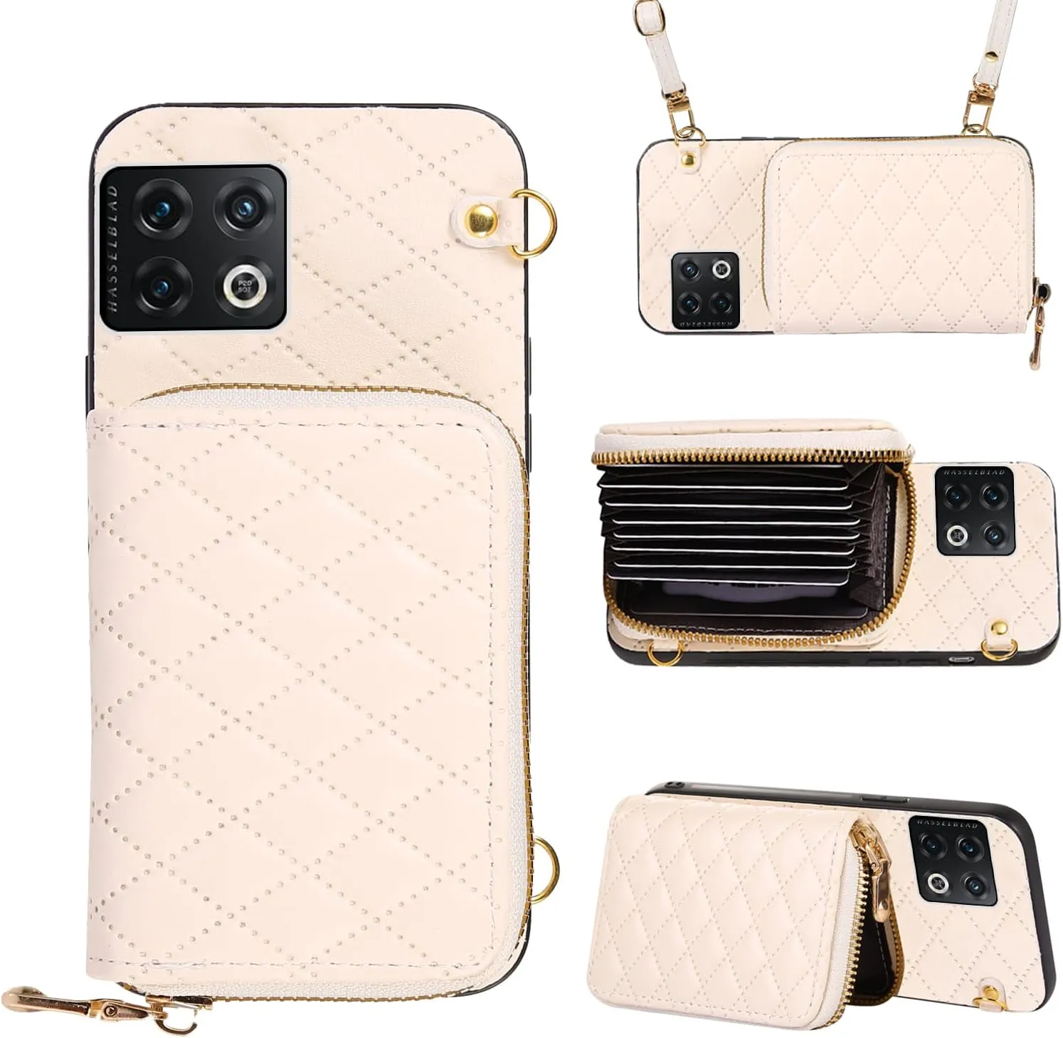 OnePlus 10 Pro One Plus 10Pro 5G Zipper Purse, Multi Card Slots Phone Cover